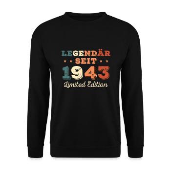 80er 1943 Jahrgang 80. Geburtstag Geschenk - Unisex Pullover - Schwarz - Vorne - Alina (178cm) & Michal (187cm)