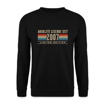 Retro 2007 Jahrgang 16er Vintage Geburtstag - Unisex Pullover - Schwarz - Vorne - Alina (178cm) & Michal (187cm)