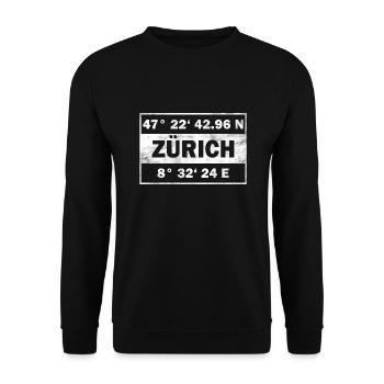 Zurich coordinates Switzerland City of Zurich - Unisex Sweatshirt - black - Front - Alina (178cm) & Michal (187cm)