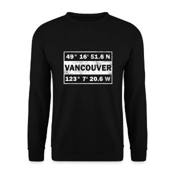 Vancouver coordinates city Canada Vancouver - Unisex Sweatshirt - black - Front - Alina (178cm) & Michal (187cm)