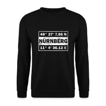 Nürnberg Koordinaten Stadt Nürnberg - Unisex Pullover - Schwarz - Vorne - Alina (178cm) & Michal (187cm)