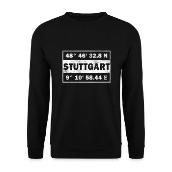 Stuttgart Koordinaten Stadt Stuttgart - Unisex Pullover - Schwarz - Vorne - Alina (178cm) & Michal (187cm)