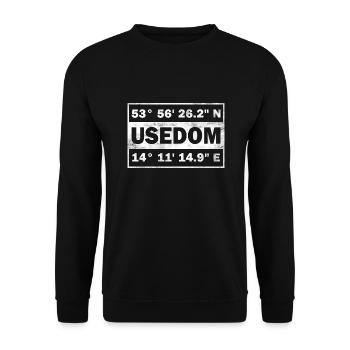 Usedom coordinates Baltic Sea Usedom Island - Unisex Sweatshirt - black - Front - Alina (178cm) & Michal (187cm)