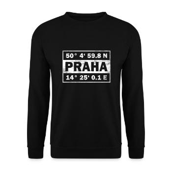 Praha Koordinaten Stadt Prag - Unisex Pullover - Schwarz - Vorne - Alina (178cm) & Michal (187cm)