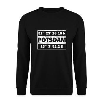 Potsdam Koordinaten Stadt Potsdam - Unisex Pullover - Schwarz - Vorne - Alina (178cm) & Michal (187cm)