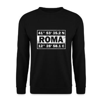 Roma Koordinaten Italien Stadt Rom - Unisex Pullover - Schwarz - Vorne - Alina (178cm) & Michal (187cm)