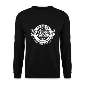 Motorrad Tshirt Opa Geschenk Fahrender Biker Opa - Unisex Pullover - Schwarz - Vorne - Alina (178cm) & Michal (187cm)
