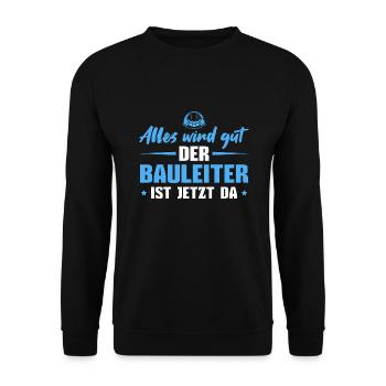 Baustelle Bauaufsicht Bauleiter Geschenk - Unisex Pullover - Schwarz - Vorne - Alina (178cm) & Michal (187cm)