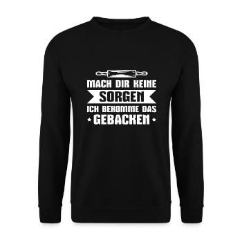 Backen Bäckerei Bäckermeister Bäcker - Unisex Pullover - Schwarz - Vorne - Alina (178cm) & Michal (187cm)