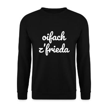 Einfach zufrieden Schwäbisch - Unisex Pullover - Schwarz - Vorne - Alina (178cm) & Michal (187cm)