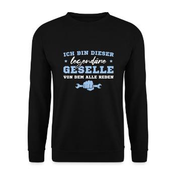 Kfz Mechaniker Gesellenprüfung Fortbildung Geselle - Unisex Pullover - Schwarz - Vorne - Alina (178cm) & Michal (187cm)