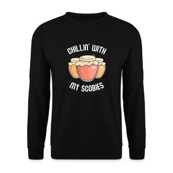 Kombucha - Chillin' With My Scobies Tea Gift - Unisex Sweatshirt - black - Front - Alina (178cm) & Michal (187cm)