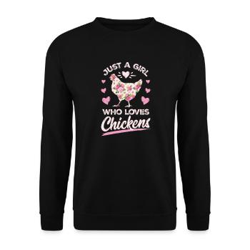 Just A Girl Who Loves Chickens Farmer Girl Gift - Unisex Sweatshirt - black - Front - Alina (178cm) & Michal (187cm)