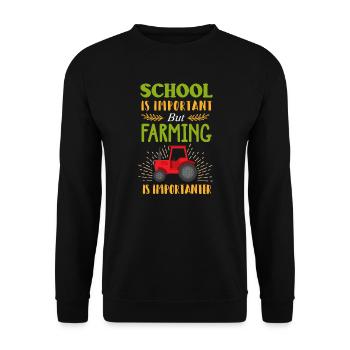 Landwirtschaft wichtiger als Schulbauer Kindergeschenk - Unisex Pullover - Schwarz - Vorne - Alina (178cm) & Michal (187cm)