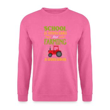 Landwirtschaft wichtiger als Schulbauer Kindergeschenk - Unisex Pullover - Pink - Vorne