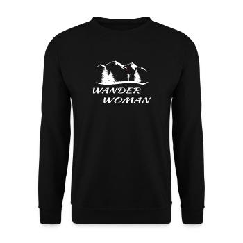 Wander Woman Wanderer Geschenk - Unisex Pullover - Schwarz - Vorne - Alina (178cm) & Michal (187cm)