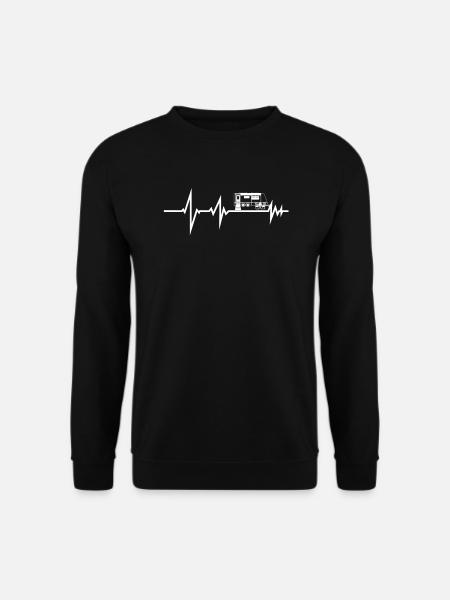 Herzschlag Camping Camper Geschenkidee - Unisex Pullover - Schwarz