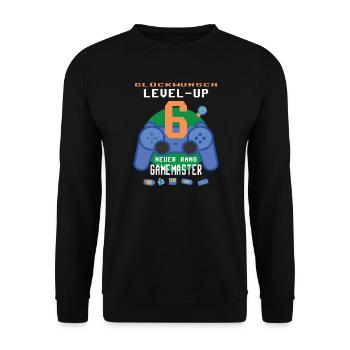 Geburtstag Gamer 6 Jahre Spruch Design - Unisex Pullover - Schwarz - Vorne - Alina (178cm) & Michal (187cm)