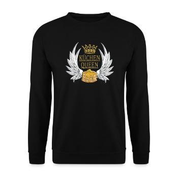 Küchenqueen Backen Design mit Kuchen - Unisex Pullover - Schwarz - Vorne - Alina (178cm) & Michal (187cm)