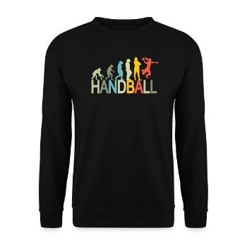 Lstiges Handball Design Evolution - Unisex Pullover - Schwarz - Vorne - Alina (178cm) & Michal (187cm)