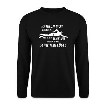 Schwimmen Schwimmer lustiger Spruch - Unisex Pullover - Schwarz - Vorne - Alina (178cm) & Michal (187cm)