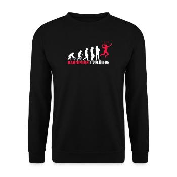 Badminton Evolution Design als Geschenk - Unisex Pullover - Schwarz - Vorne - Alina (178cm) & Michal (187cm)
