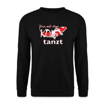 Tanzen Koi Karpfen Design Geschenk - Unisex Pullover - Schwarz - Vorne - Alina (178cm) & Michal (187cm)