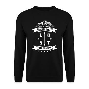 Travel Lost - Unisex Pullover - Schwarz - Vorne - Alina (178cm) & Michal (187cm)