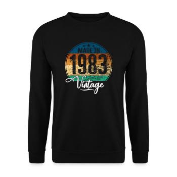 Vintage Made in 1983 Geburtsjahr 1983 Geburtstag - Unisex Pullover - Schwarz - Vorne - Alina (178cm) & Michal (187cm)