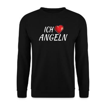 Angler Geschenkidee Hobby Angeln - Unisex Pullover - Schwarz - Vorne - Alina (178cm) & Michal (187cm)