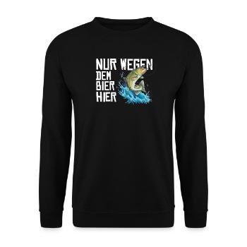 Angler Geschenkidee Hobby Angeln - Unisex Pullover - Schwarz - Vorne - Alina (178cm) & Michal (187cm)
