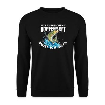 Angler Geschenkidee Hobby Angeln - Unisex Pullover - Schwarz - Vorne - Alina (178cm) & Michal (187cm)