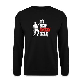 Angler Geschenkidee Hobby Angeln - Unisex Pullover - Schwarz - Vorne - Alina (178cm) & Michal (187cm)