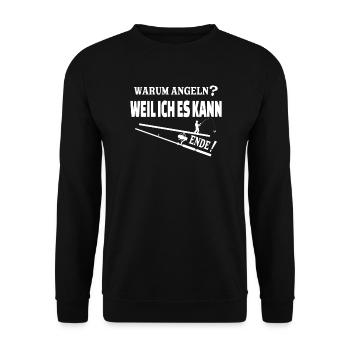 Angler Geschenkidee Hobby Angeln - Unisex Pullover - Schwarz - Vorne - Alina (178cm) & Michal (187cm)