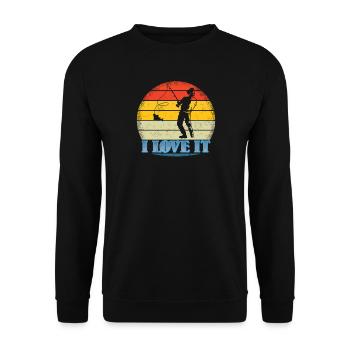 Angler Geschenkidee Hobby Angeln - Unisex Pullover - Schwarz - Vorne - Alina (178cm) & Michal (187cm)