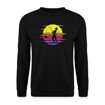 Angler Geschenkidee Hobby Angeln - Unisex Pullover - Schwarz - Vorne - Alina (178cm) & Michal (187cm)