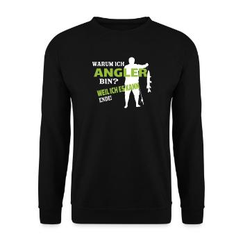 Angler Geschenkidee Hobby Angeln - Unisex Pullover - Schwarz - Vorne - Alina (178cm) & Michal (187cm)