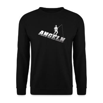 Angler Geschenkidee Hobby Angeln - Unisex Pullover - Schwarz - Vorne - Alina (178cm) & Michal (187cm)