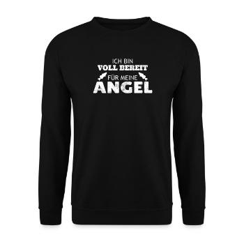 Angler Geschenkidee Hobby Angeln - Unisex Pullover - Schwarz - Vorne - Alina (178cm) & Michal (187cm)