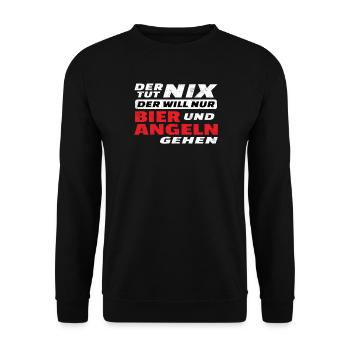 Angler Geschenkidee Hobby Angeln - Unisex Pullover - Schwarz - Vorne - Alina (178cm) & Michal (187cm)