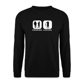 Angler Geschenkidee Hobby Angeln - Unisex Pullover - Schwarz - Vorne - Alina (178cm) & Michal (187cm)