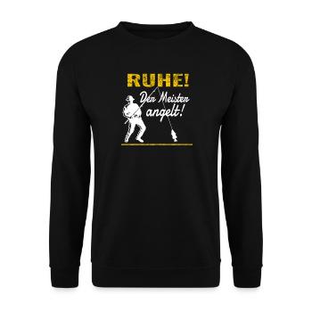 Angler Geschenkidee Hobby Angeln - Unisex Pullover - Schwarz - Vorne - Alina (178cm) & Michal (187cm)