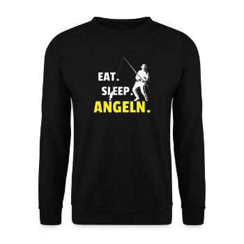 Angler Gift Idea Hobby Fishing - Unisex Sweatshirt - black - Front - Alina (178cm) & Michal (187cm)
