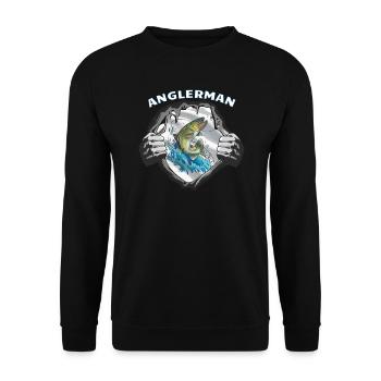 Angler Geschenkidee Hobby Angeln - Unisex Pullover - Schwarz - Vorne - Alina (178cm) & Michal (187cm)