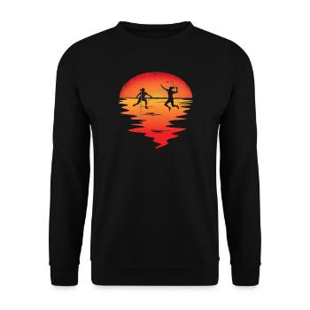 Badminton Spieler Geschenkidee Design - Unisex Pullover - Schwarz - Vorne - Alina (178cm) & Michal (187cm)