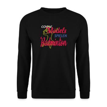 Badminton Geschenkidee Sport Design - Unisex Pullover - Schwarz - Vorne - Alina (178cm) & Michal (187cm)