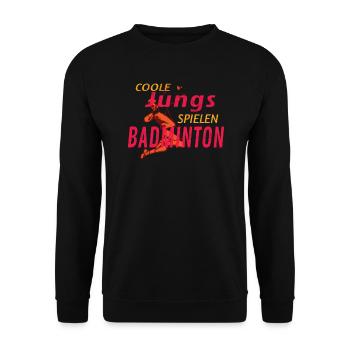 Badminton Geschenkidee Sport Design - Unisex Pullover - Schwarz - Vorne - Alina (178cm) & Michal (187cm)