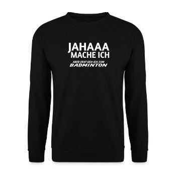 Badminton Geschenkidee Sport Design - Unisex Pullover - Schwarz - Vorne - Alina (178cm) & Michal (187cm)