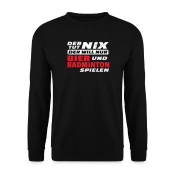 Badminton Geschenkidee Sport Design - Unisex Pullover - Schwarz - Vorne - Alina (178cm) & Michal (187cm)