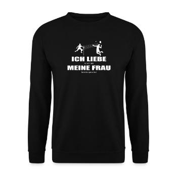 Badminton Geschenkidee Sport Design - Unisex Pullover - Schwarz - Vorne - Alina (178cm) & Michal (187cm)